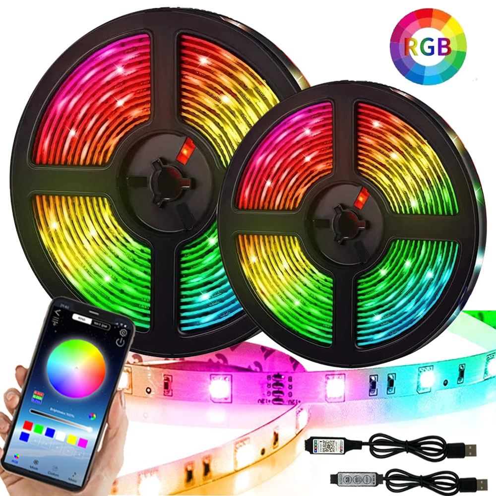 Bluetooth Control RGB 5050 2835 LED Lights Strip USB 5V Flexible Lamp Tape Diode Festival Fita White Tira Luces TV PC Desk Luz