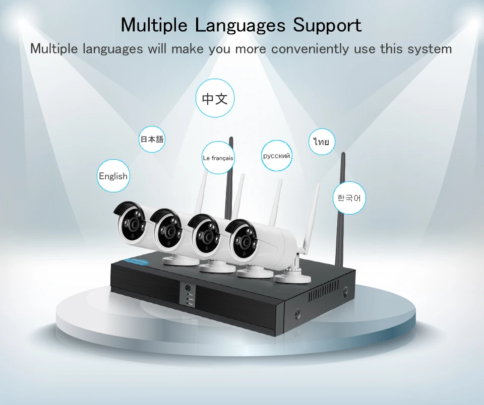 4ch беспроводная наружная домашняя камера система безопасности wifi камера видеонаблюдения ip-камера wifi NVR комплект 4 камеры ИК