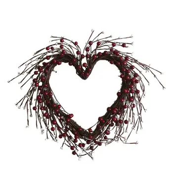 

Heart-shaped Berries Artificial Flowers Wreath Christmas Wreath Outdoor for Front Door Wall Window Party Wedding Décor