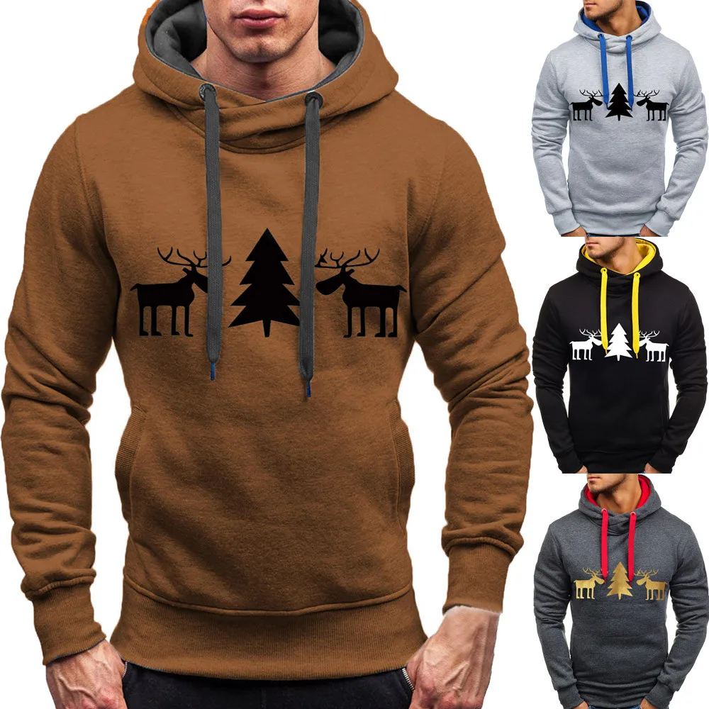 UUYUK Men Deer Christmas Christmas Day Plus Size Pullover Sweater