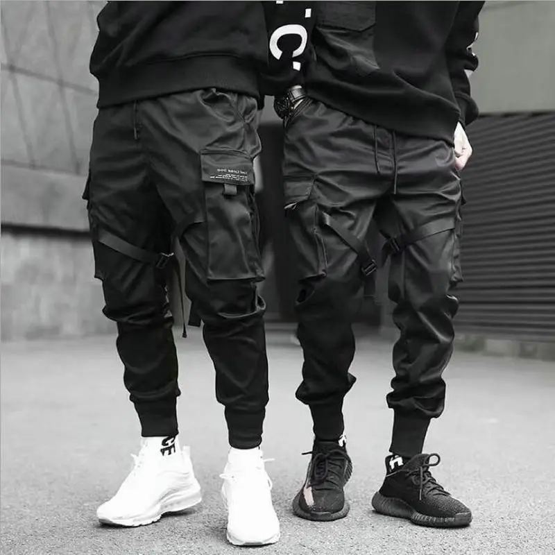 Mens Cargo Pants Hip Hop Harem Joggers Harajuku Sport Trousers Pockets Fashion D 