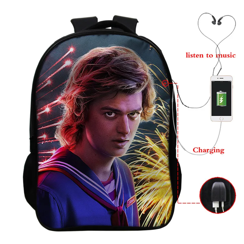 photo colour Странные вещи 3 многофункциональные USB зарядка школьный рюкзак для мальчиков и девочек рюкзак для ноутбука рюкзак для подростков дорожные сумки - Цвет: photo colour