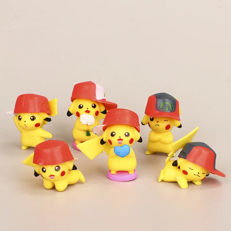 

Экшн-фигурки Takara Tomy Pokemon 6 шт./компл., игрушечные мини-фигурки, модель, игрушка Пикачу, аниме, детские куклы, подарки на день рождения