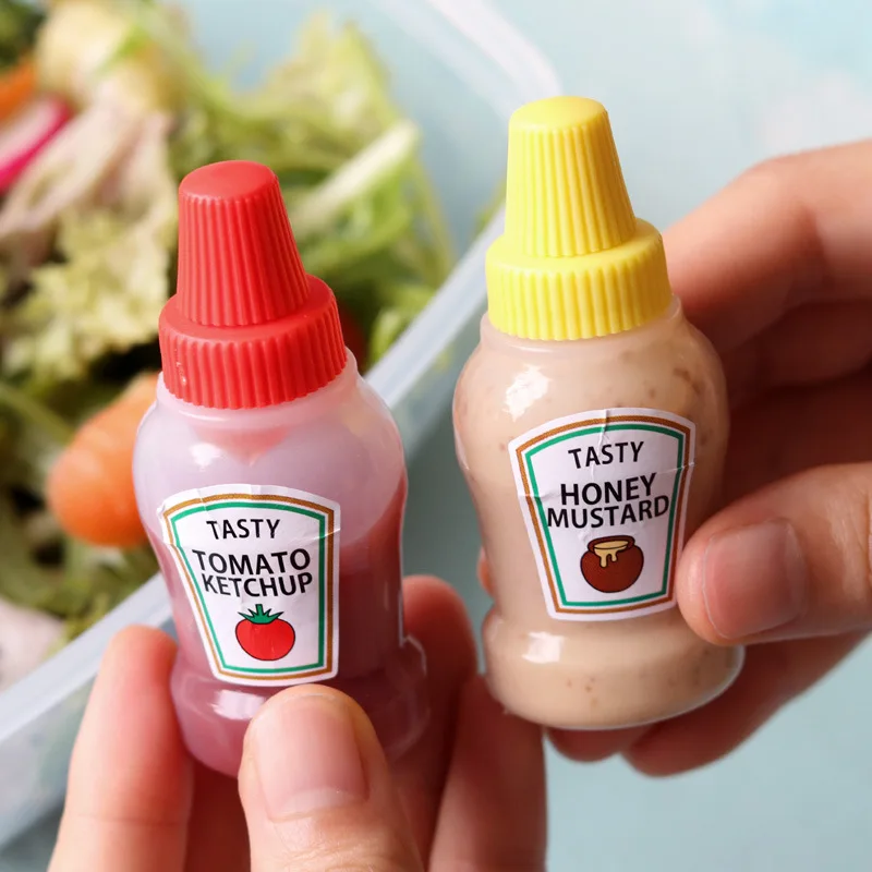 2pcs/set 25ml Mini Tomato Ketchup Bottle Honey Mustard Portable Small