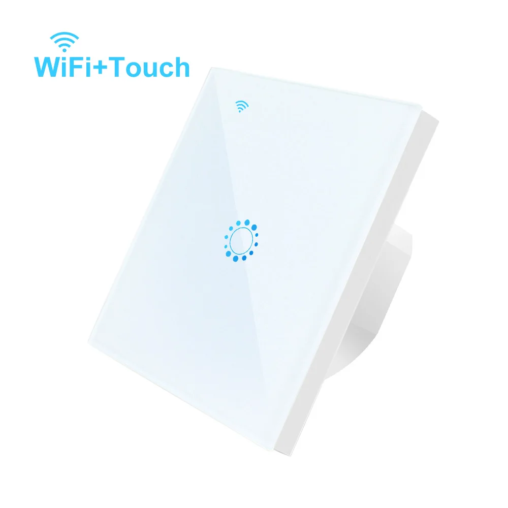 White 1 gang Умный светильник с Wi-Fi, сенсорный выключатель со стеклянной панелью, совместимый с Alexa Google Home, умный настенный выключатель 10 А, 90-250 В, функция таймера - Цвет: White 1 gang
