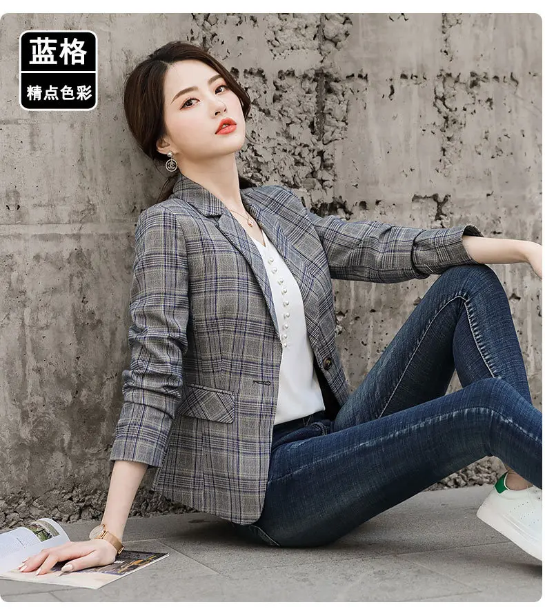 Маленький женский костюм с рисунком, пальто с длинным рукавом, Ol, Ретро стиль, британский стиль, универсальный Повседневный клетчатый костюм, онлайн стиль знаменитостей, модные топы