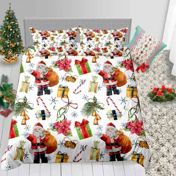

Thumbedding Puppet Santa Print Bedding Set Christmas Series Fashion Cute Duvet Cover King Queen Twin Full Single Double Bed Set