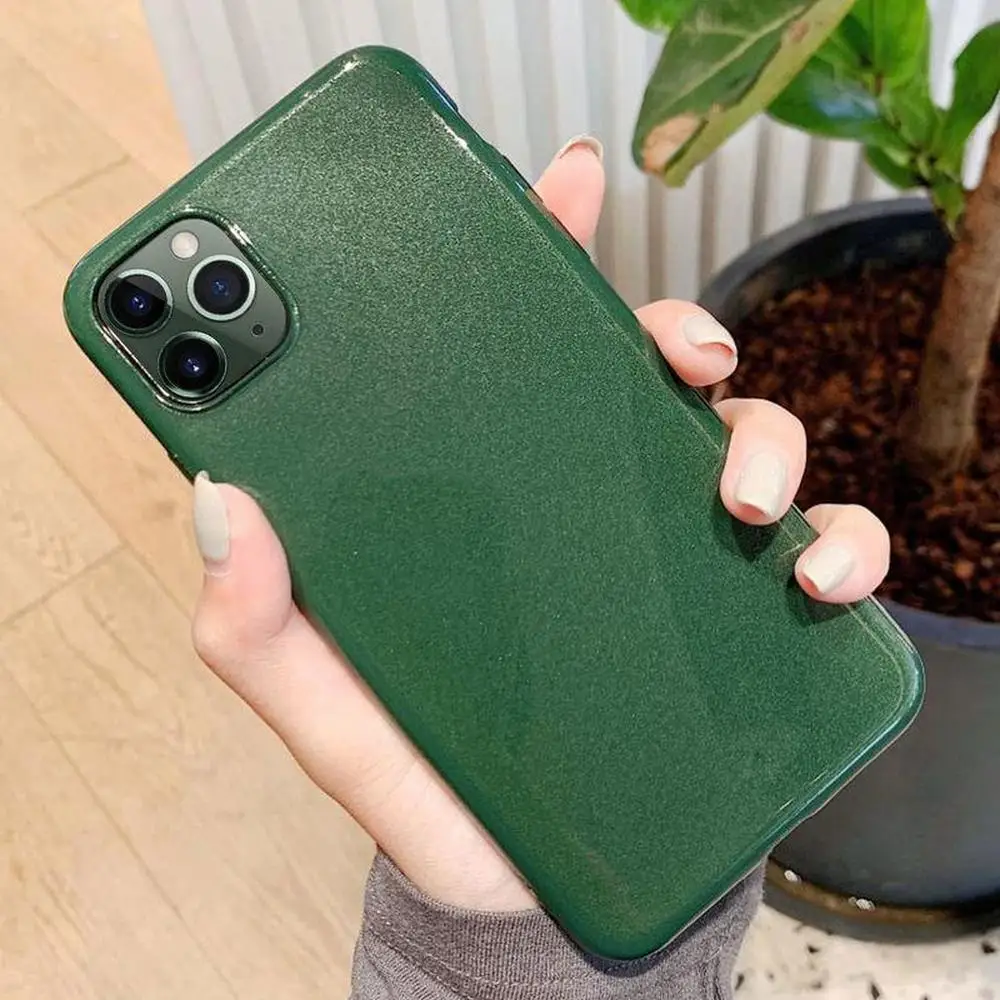 LAPOPNUT чехол для IPhone 11 Pro Max черно-зеленый блестящий защитный бампер Тонкий Apple Xs Xr X 8