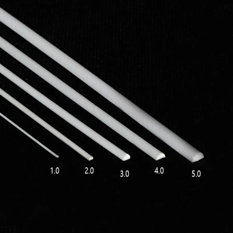 

100pcs 1-5mm Scale ABS Smooth Plastic Model Half Round Rod For Architectural Model Layout Making Materials