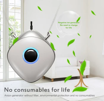 

Mini Air Purifier Negative Ion Car Air Purifier Oxygen PM2.5 Formaldehyde Second-hand Smoke Portable Necklace Freshener