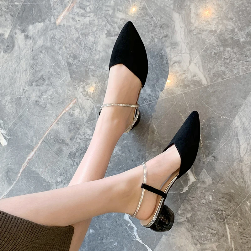 

2020 Pointed Toe Heels Casual Shoes Black 4CM High Heel Women Pump Dress Working Shoes 11802ABX3992