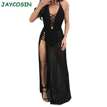 JAYCOSIN Женская одежда, шифоновая однотонная Асимметричная прямая Длинная юбка с разрезом, модная сексуальная пляжная плиссированная юбка для девочек, Осень-зима 1031