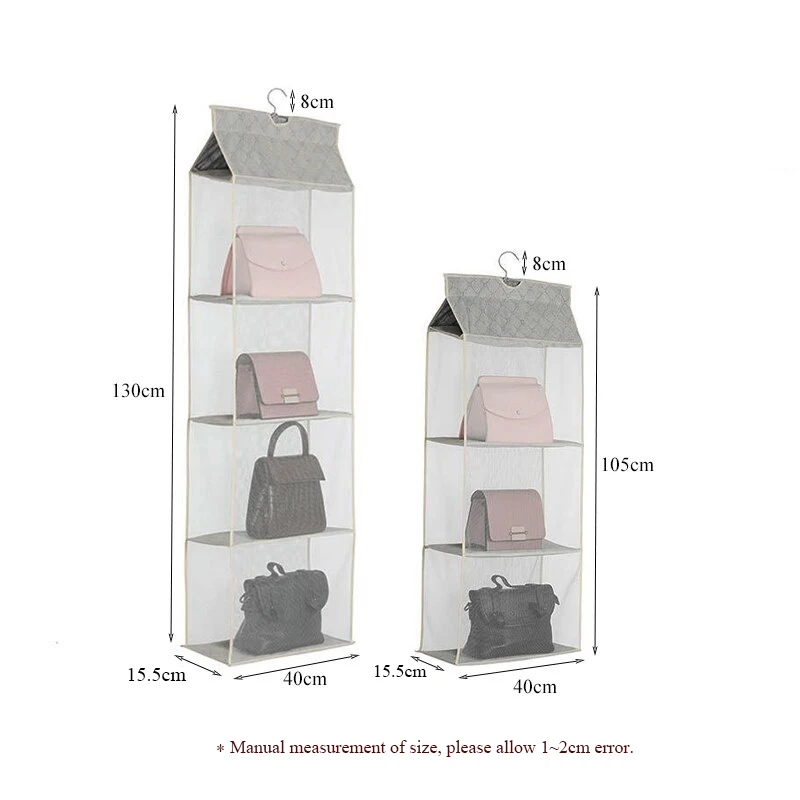 Wardrobe hanging organizer Tote bag hanging storage bag handbag organizer in the closet mesh purse handbag wardrobe organizer
