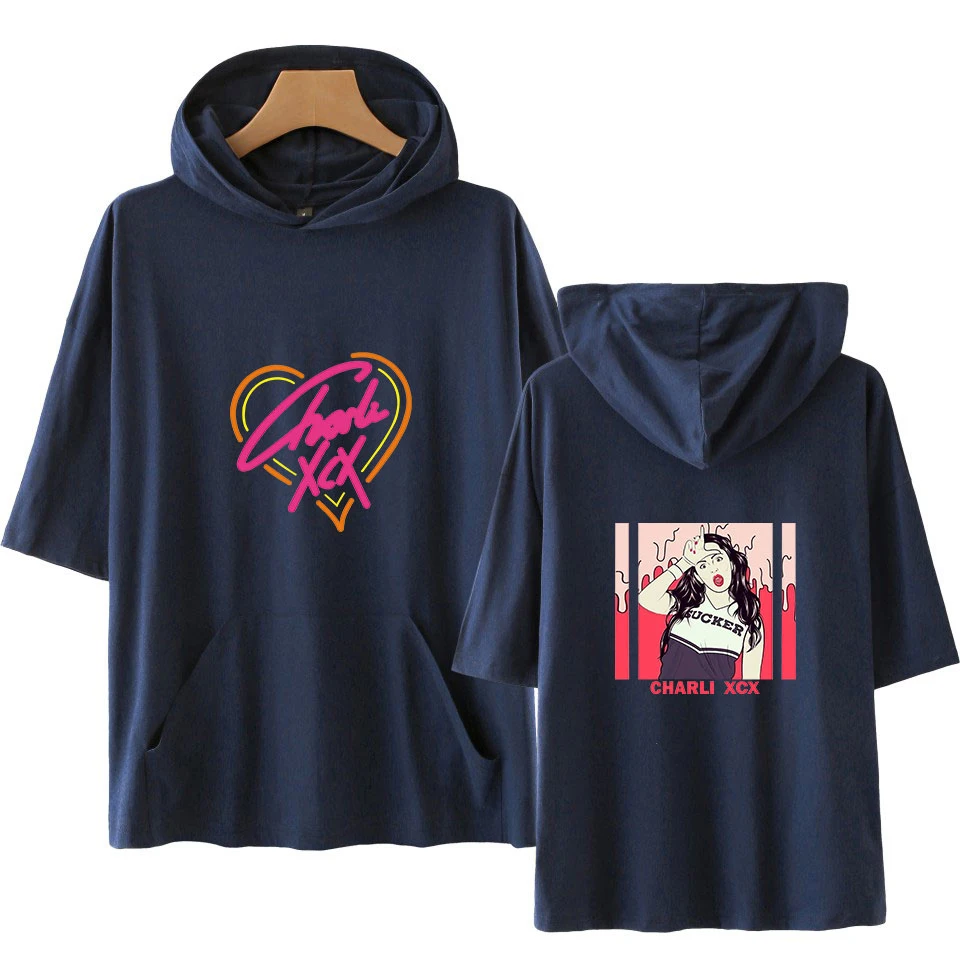Charli XCX Women's Short sleeve T-shirt New summer hoodies number pocket tee shirt