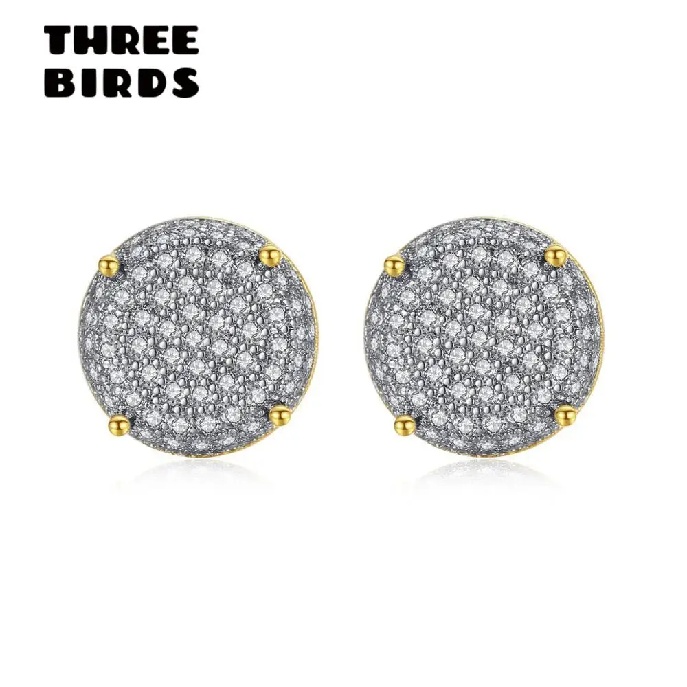 

Tiny Trendy Cubic Zirconia Crystal Four Claw Round Stud Earrings Three Color Luxury Circle Earrings For Women And Girls Jewelry