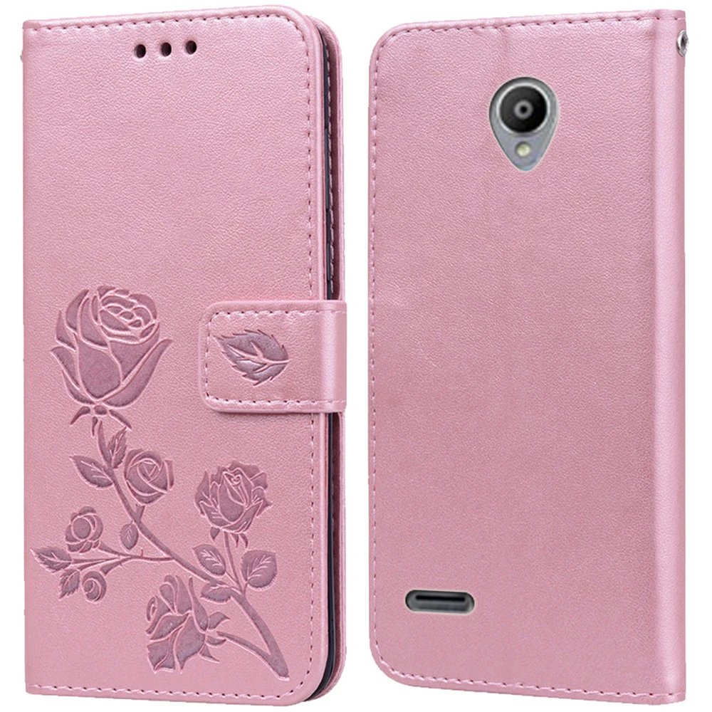 Luxury Leather Flip Book Case for Vodafone Smart Prime 6 895N Rose Flower Wallet Stand Phone Cover Bag coque | Мобильные телефоны и