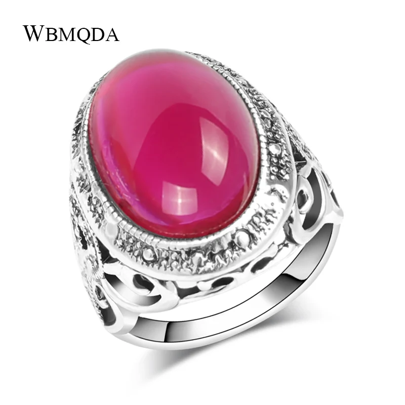 Wbmqda винтажное свадебное кольцо с крупным камнем для женщин античное Золотое Хрустальное обручальное кольцо, украшение Новое - Цвет основного камня: Фиолетовый