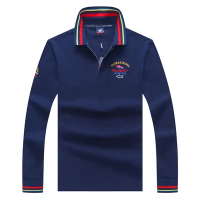 Европейский стиль бренд Tace& Shark Мужская рубашка поло с длинным рукавом высокое качество хлопок повседневные деловые рубашки поло мужские пуловеры - Цвет: TC8839--NAVY