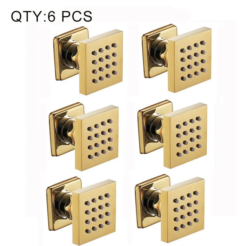 6PCS Golden ORB душ струи дождевой Золотой/Бронзовый дождь настенный душ для тела струя 50 мм латунная Душевая насадка для экономии воды для ванной спа - Цвет: 6PCS Golden