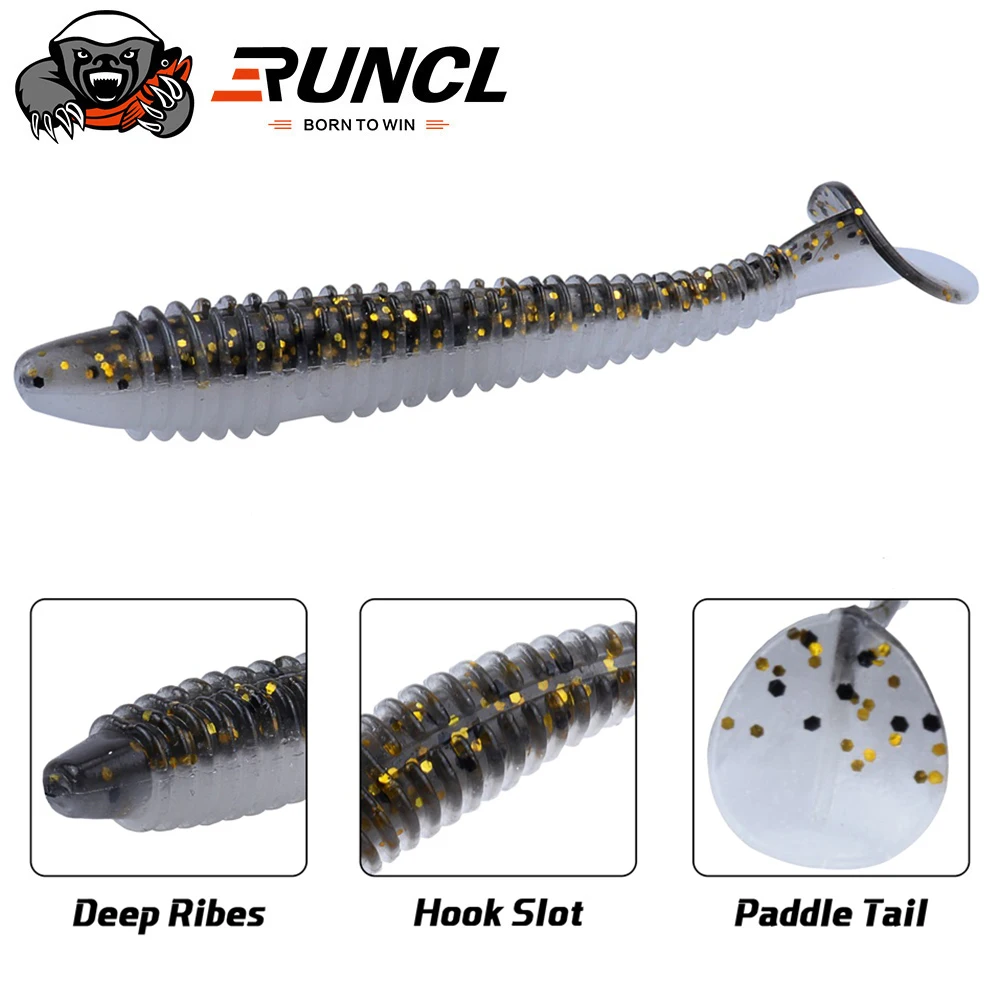 

RUNCL 40pcs Fishing Maggot Worms Soft Lures Jig Wobblers Easy Shiner Silicone Artificial Baits T Tail Swimbaits Carp Bass Tackle