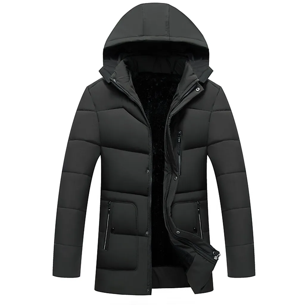 Новые стильные мужские пальто, большие размеры, осенне-зимняя теплая однотонная парка, повседневный носик для бутылки, хлопковое пальто Chaqueta Invierno Hombre
