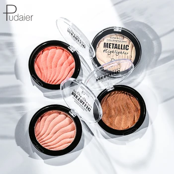 

Pudaier face makeup blusher palette bronzer Champagne green pigment long lasting waterproof shimmer highlighter powder PD091