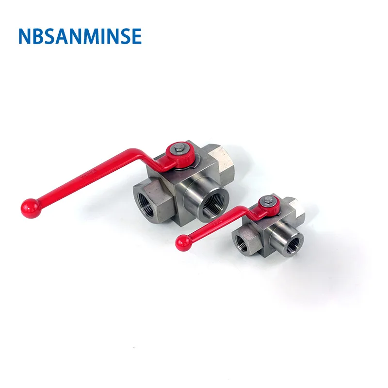 NBSANMINSE KHB3K NPT G 1/4 3/8 1/2 3/4 гидравлический шланг высокого Давление шаровой клапан Нержавеющая сталь SS304 KHB 3-ходовой клапан 31.5MPa