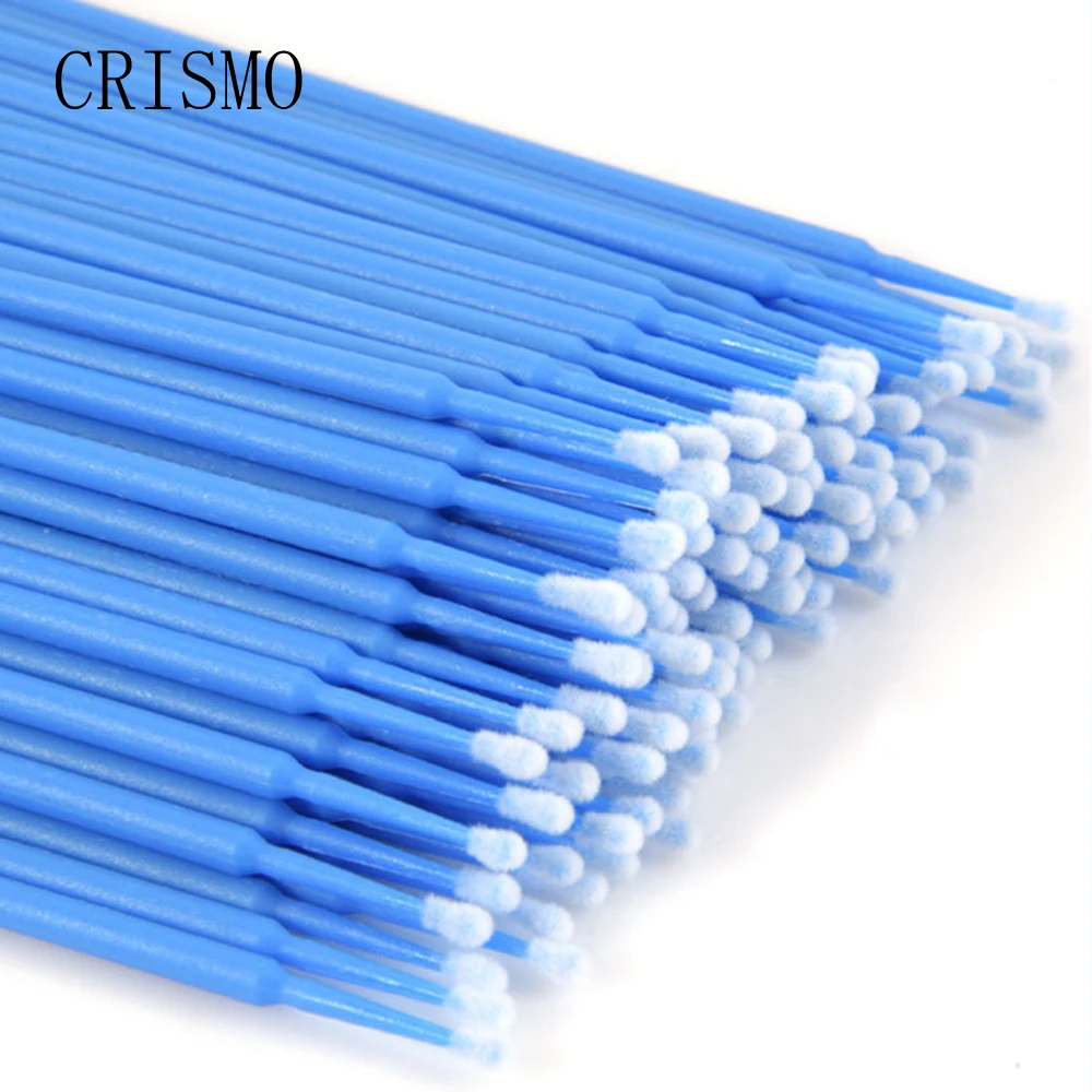 CRISMO 100Pcs Disposable Micro Eyelash Brushes Mascara Wands Applicator Wand Lash Removing Swab Micro Brush Extension 4