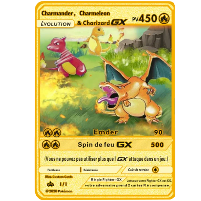 Pokemon Black Metal Game Fire Breathing Dragon Card Board Game Pikachu Gold Anniversary Collection Kids Metal Card 4
