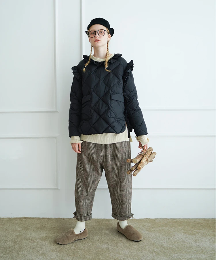imakokoni black short pullover kawaii down jacket original design female winter 90 white duck down 182516