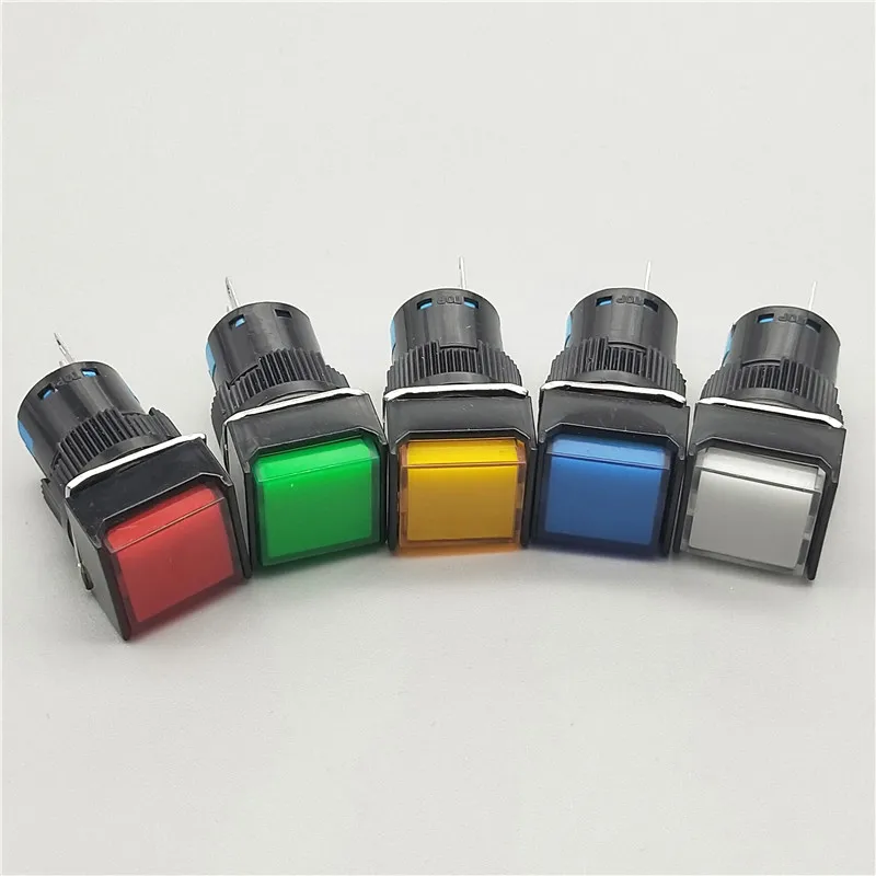 

1Pcs 16mm Button switch Self lock / self reset 5A/250VAC NO+NC LA16-11F