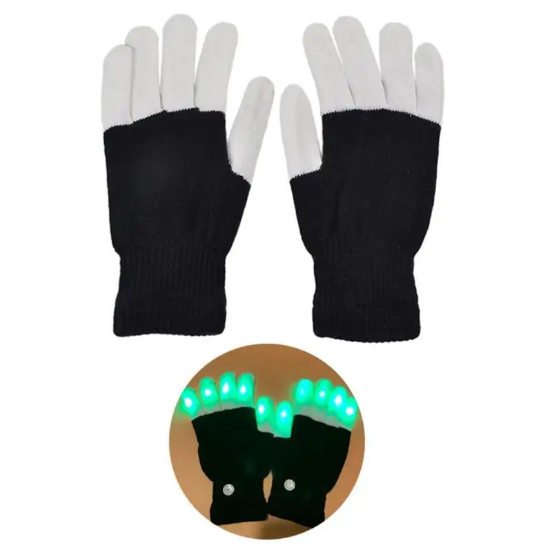 Светодиодный светящиеся перчатки, светящиеся мигающие перчатки для пальцев, дети светится в темноте, игрушки на Хэллоуин для детей