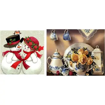 

5D Diamond Painting Christmas Snowman & Full Round Drill DIY Diamond Painting Kitchen Rose Flower