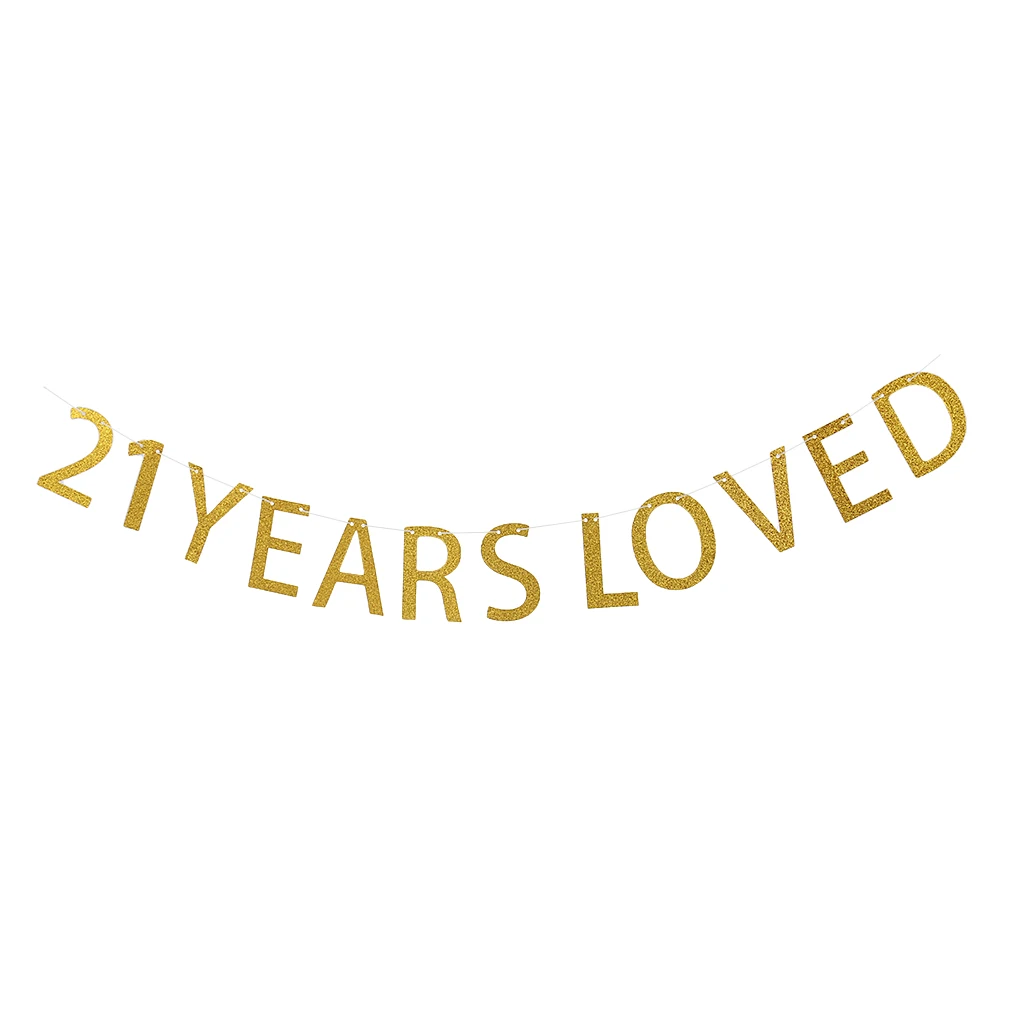 21/25/60/65/7085/90/100 Years Loved Banner Glitter Birthday Banner Bunting for Birthday Party Celebration Anniversary Photo Prop