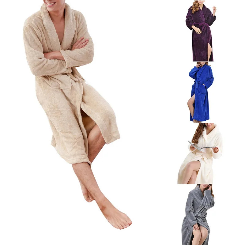 

CYSINCOS winter womens solid warm long robe flannel jackets belt Drawstring Waist Design Warm Hooded comfortable Jacket