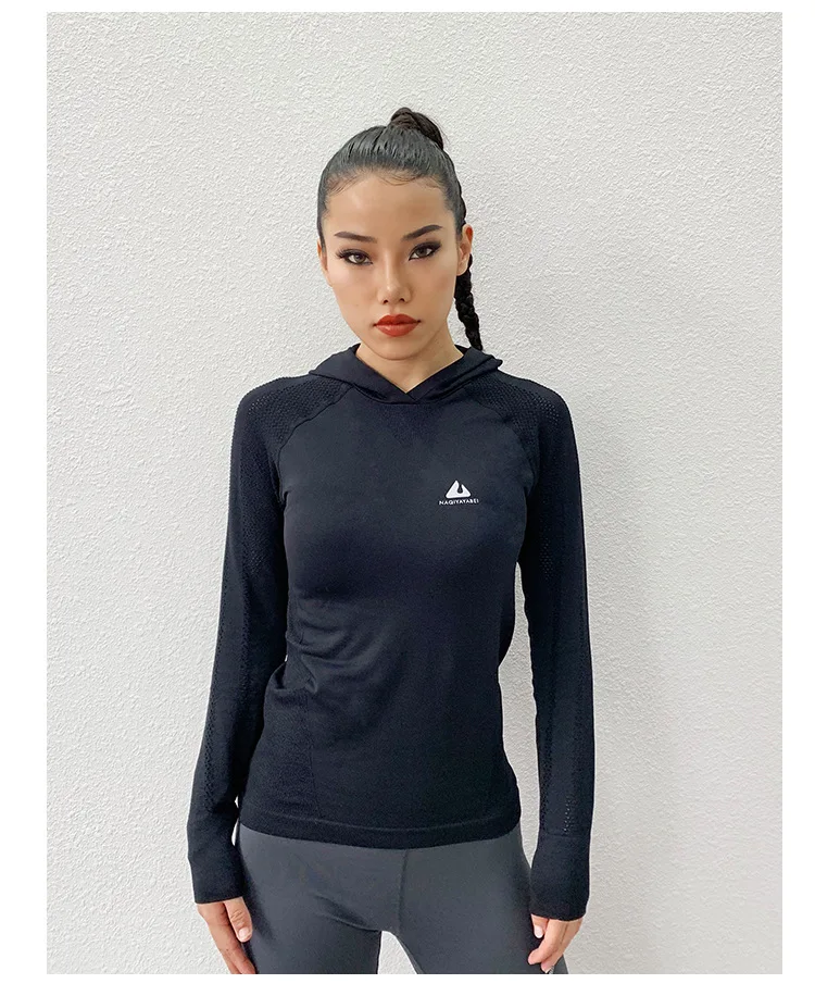 Seamless yoga top long sleeve workout tops for women fitness gym hoodies athletic gym shirt Gradient women sportswear active