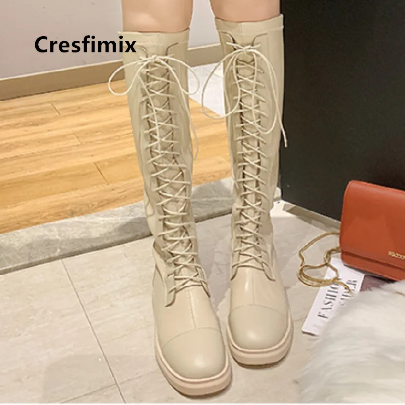 Marlisasa/Botas De Mujer; Женские Классические высокие сапоги из искусственной кожи высокого качества с круглым носком; Bottes Femmes; Модные женские ботинки; F7062