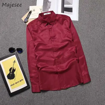 

Shirts Men Turn-down Collar Single Breasted Simple All-match Korean Harajuku Large Size Shirt Mens Loose Leisure Ulzzang Tops