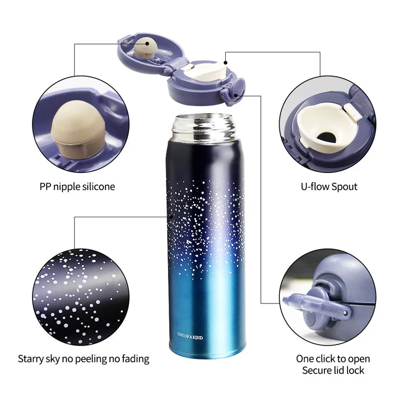 GOALONE 500ml Chilly Bottle Creative Stainless Steel Thermos Double Wall Vacuum Flask Leakproof Insulated Coffee Mug for Lovers