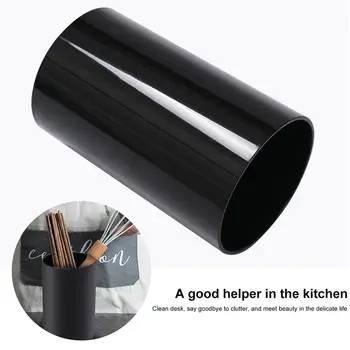 

Modern Kitchen Storage Cylinder Black Plastic Chopsticks Holder Tableware Drying Canister Cutlery Organizer (Large Size)