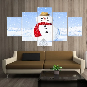 

5 Piece Decorative Painting Poster New Fashion Office Home Mural Winter Snowman Minimalist Landscape Painting Fanxin Wholesale
