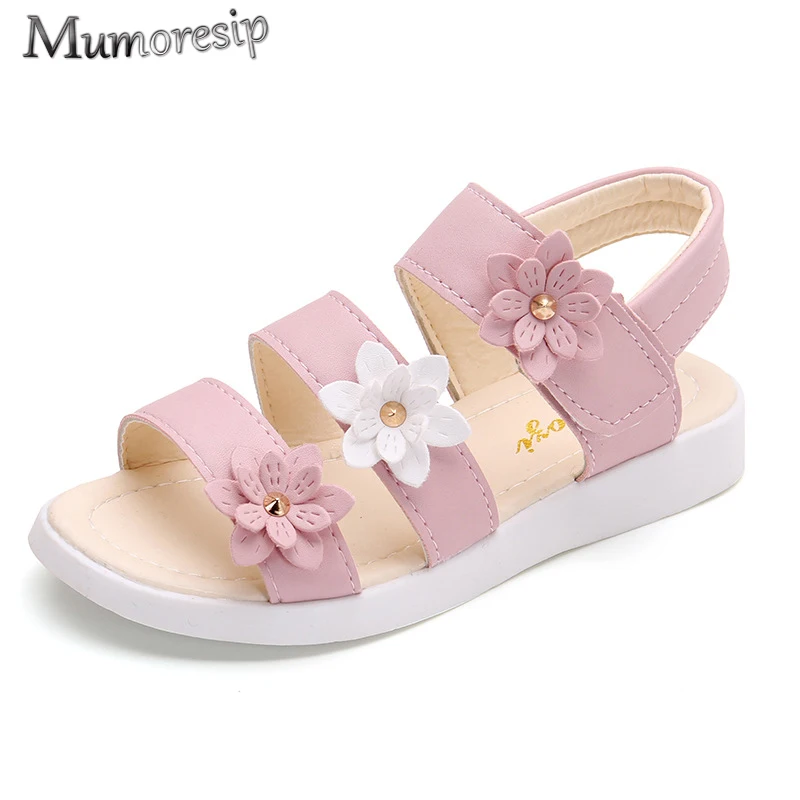 Children's Summer Sandals Girls Princess Flower Shoes Kids Flat Sandals Baby Girl Gladiator Soft