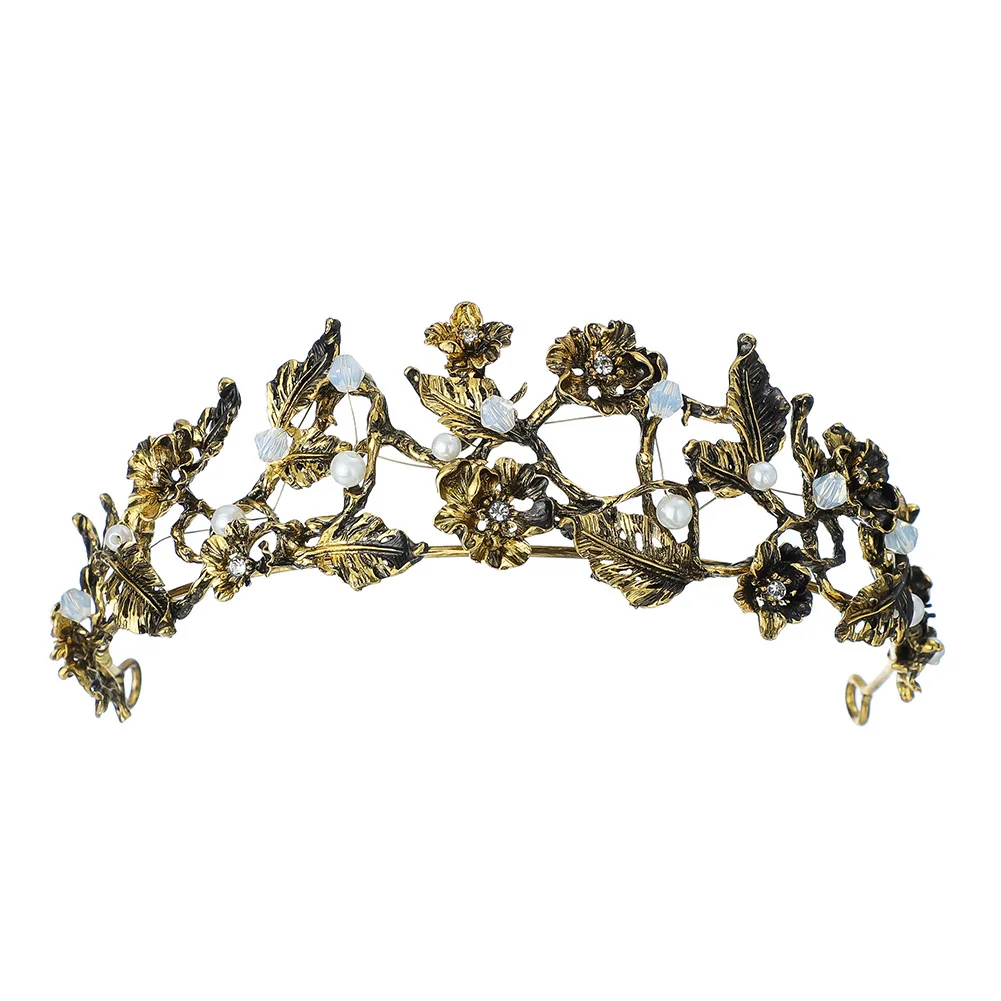 

Europe And America Baroque Retro Crown Classic Alloy Flower Birthday Crown Bride Hair Band