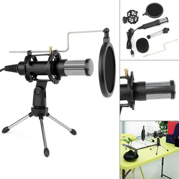 

Professional Microphone Condenser with Holder for Computer Laptop PC USB Plug Studio Podcasting Recording Microphone Karaoke Mic