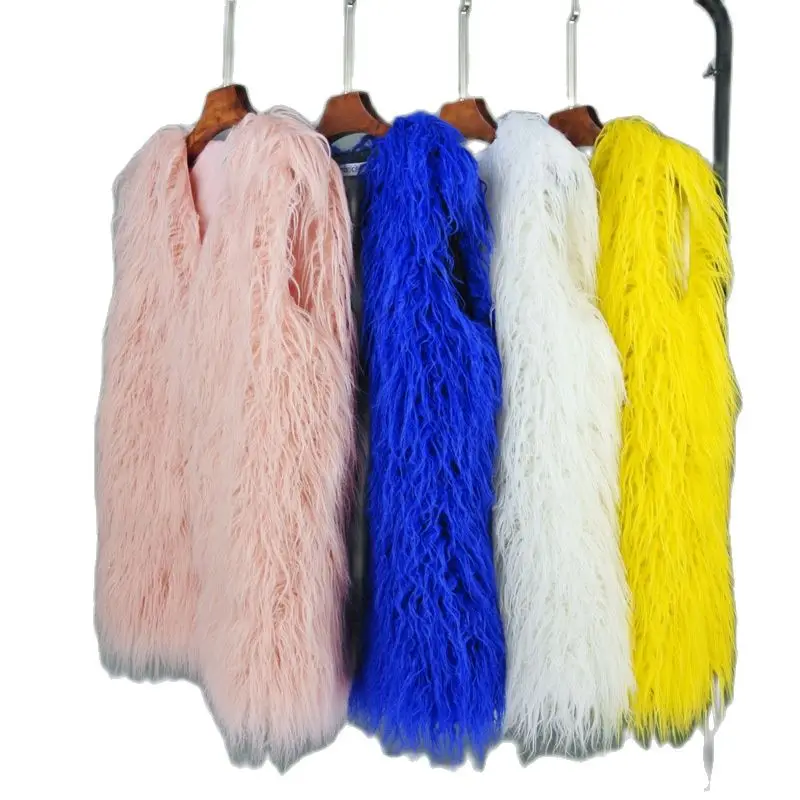 

MJ- New Fashion Winter Female Clothing Medium Long Wool Fur Vest Women Faux Fur Waistcoat