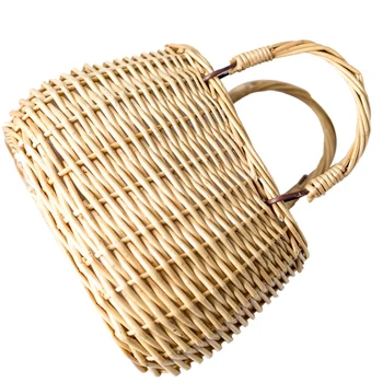 

Top-Handmade Basket Flower Pot Storage Baskets Foldable Patchwork Rattan Basket Garden Decor