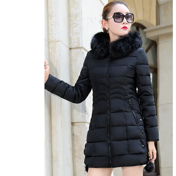 Новинка, зимнее длинное женское пуховое пальто с воротником, теплая Женская куртка