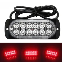 Barre lumineuse anti brouillard 12 LED DC 12V 24V 36W, pour voiture tout terrain, camion, sécurité, travail Urgent, rouge, conduite, lampe, lentille transparente