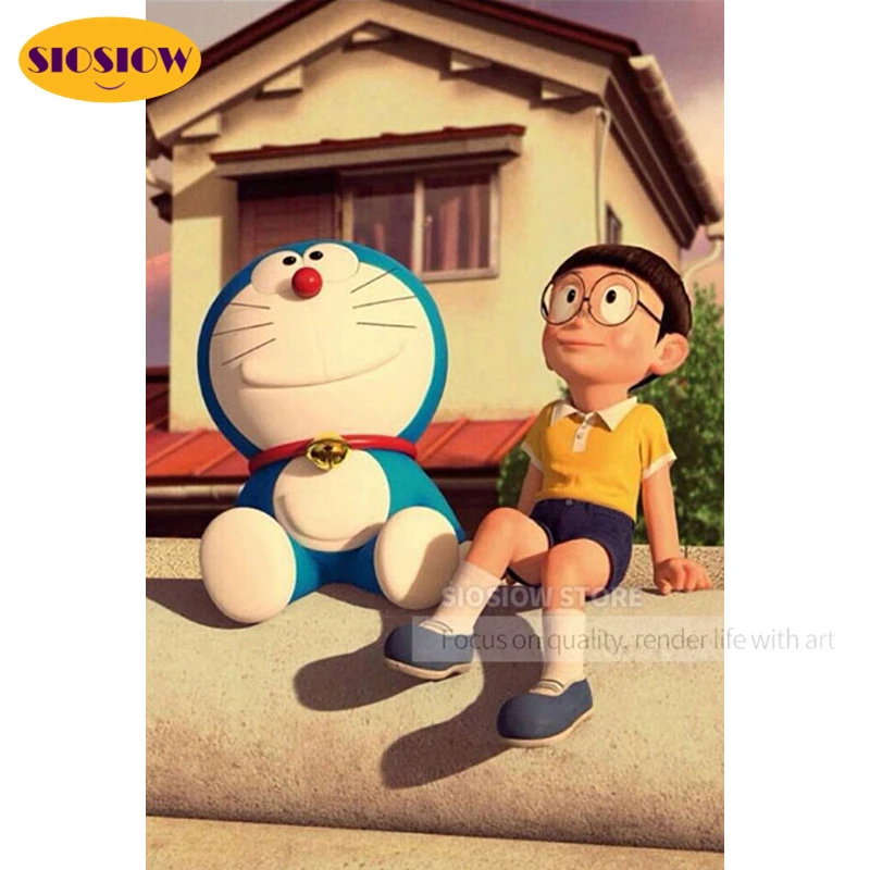 5d Diamond Lukisan Anak Kartun Doraemon Nobita Nobi Kristal Persegi Daimond Mosaik Bordir Cross Stitch Dekorasi Rumah Berlian Lukisan Cross Stitch Aliexpress