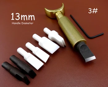 

1set Leather Craft Double Bearing Swivel Carving Knife Cutter Tool +6pcs Blade - Stamping Stylus Spoon Embossing Creaser Groover